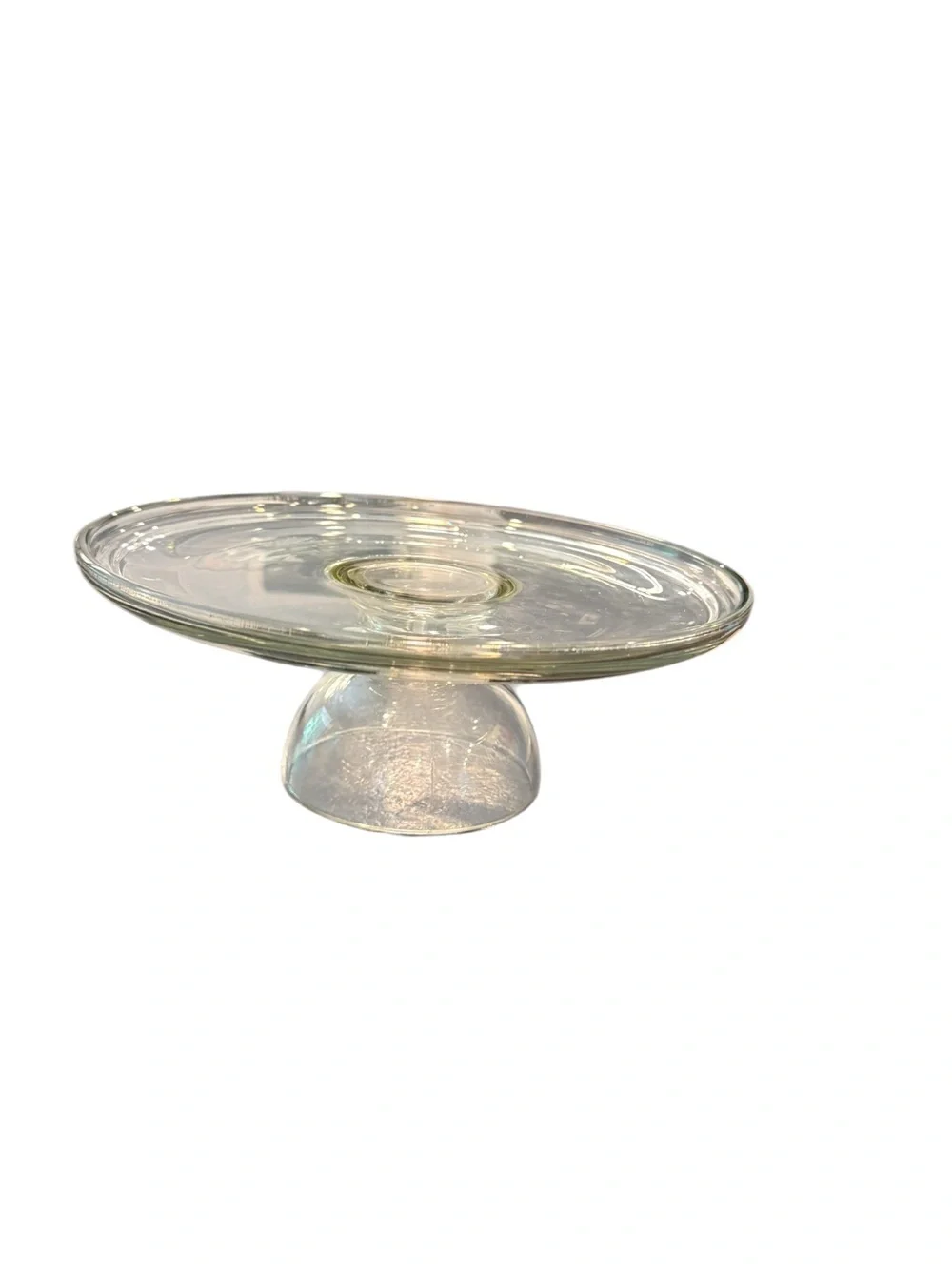 Vintage Clear Ribbed Glass Pedestal Cake Stand with Dome Lid / Cloche Farmhouse
